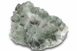 Green Cubic Fluorite Crystal Cluster on Druzy Quartz - China #323066-1